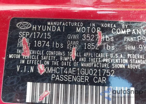 2016 Hyundai Accent Se from USA, damaged, VIN KMHCT4AE1GU021752